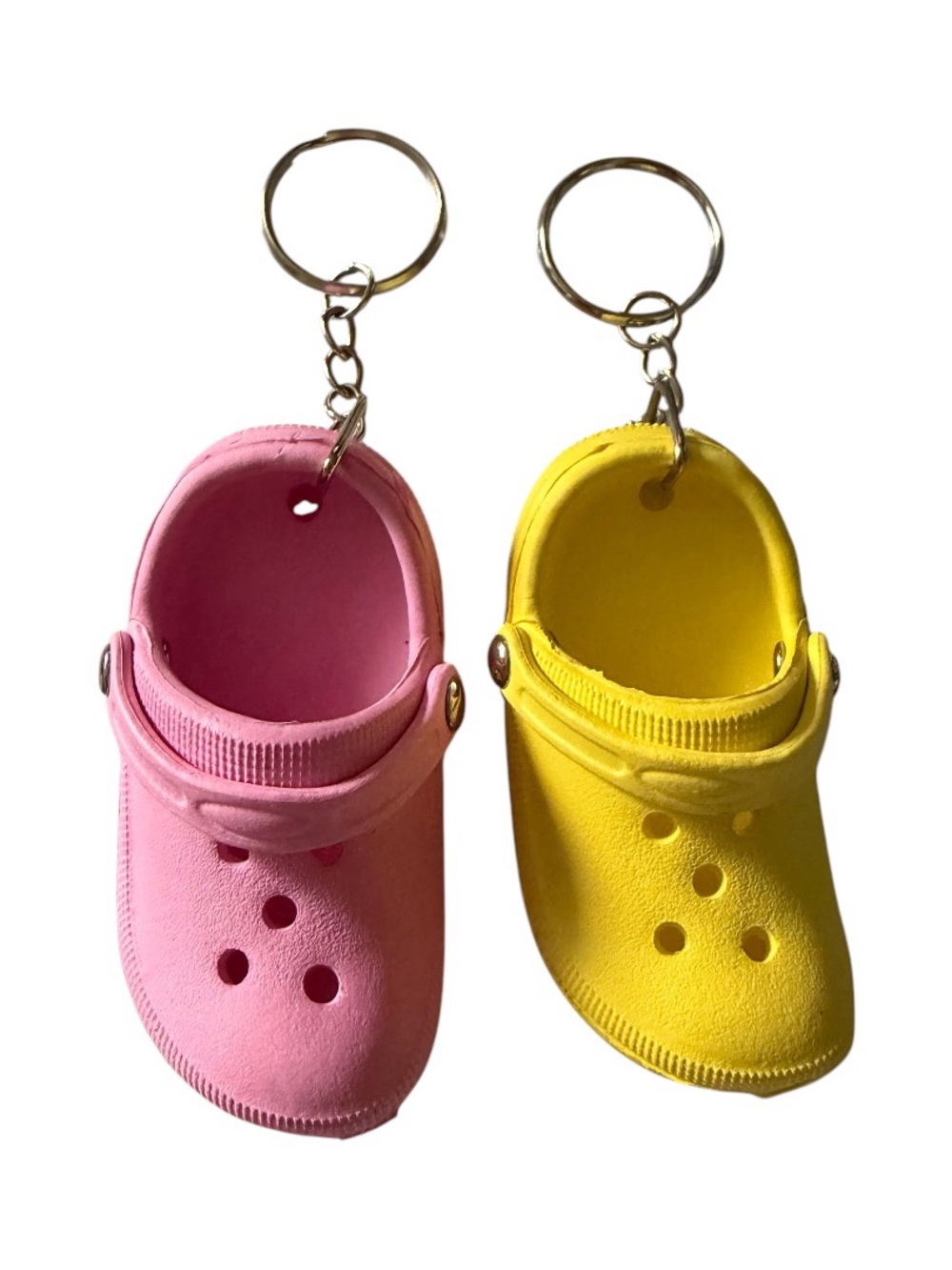 Bag charms/ Keychain Set - Pink and Yellow Mini Crocs
